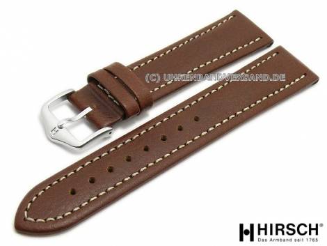 Watch strap -Buffalo- 22mm dark brown leather grained light stitching by HIRSCH (width of buckle 20 mm) - Bild vergr��ern 