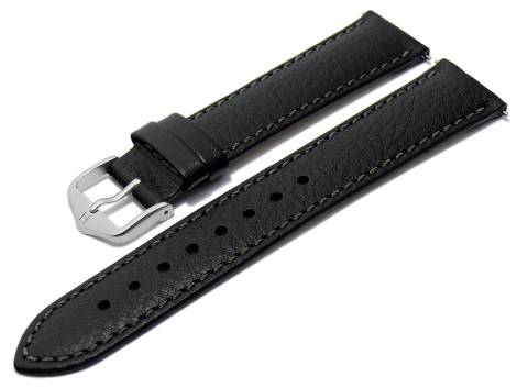 Watch strap (1792-02) Forest 20mm black leather grained easy click spring bars HIRSCH (width of buckle 18 mm) - Bild vergr��ern 