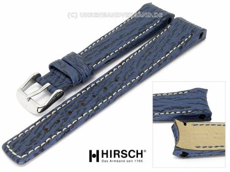 Watch band -Aero- 18mm blue genuine shark light colored stitching with curved ends by HIRSCH - Bild vergr��ern 