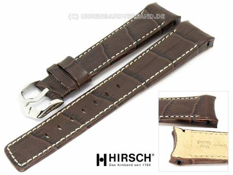 Watch band -Principal- 18mm dark brown alligator grain stitched with curved ends by HIRSCH Leonardo - Bild vergr��ern 