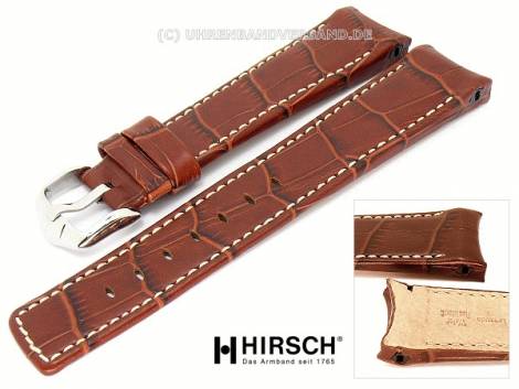 Watch band -Principal- 18mm auburn alligator grain stitched with curved ends by HIRSCH Leonardo - Bild vergrern 