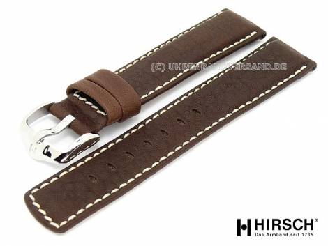 Watch band -Mariner- 18mm dark brown slightly grained surface light colored stitching by HIRSCH (width of buckle 16 mm) - Bild vergr��ern 