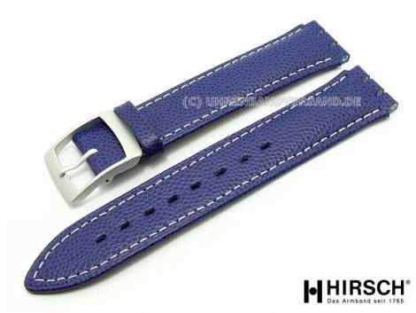 Watch band -Mel- 17mm blue grained surface white stitching suitable for Swatch by HIRSCH - Bild vergrern 