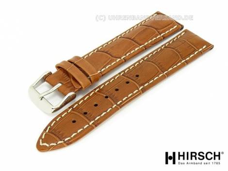 Watch band -Modena- 24mm light brown alligator grain light colored stitching by HIRSCH - Bild vergr��ern 