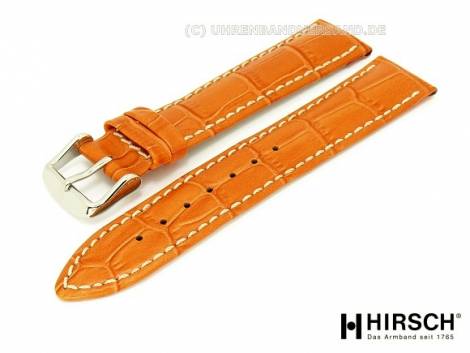Watch band -Modena- 24mm orange alligator grain light colored stitching by HIRSCH - Bild vergr��ern 