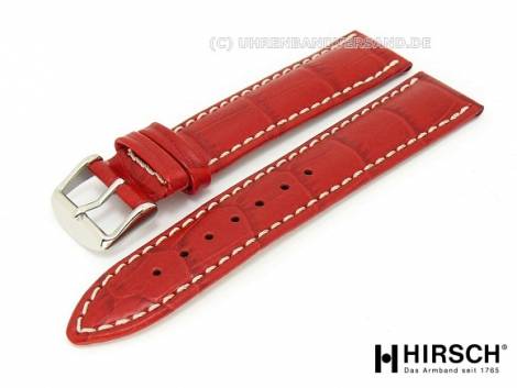 Watch band -Modena- 18mm red alligator grain light colored stitching by HIRSCH - Bild vergr��ern 