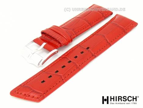 Lady's watch band -Princess- 16mm red alligator grain stitched by HIRSCH (width of buckle 14 mm) - Bild vergrern 