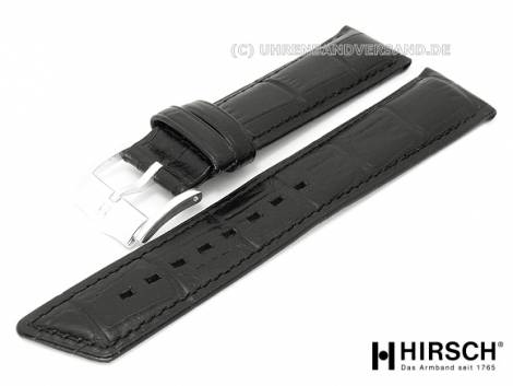 Lady's watch band -Princess- 16mm black alligator grain stitched by HIRSCH (width of buckle 14 mm) - Bild vergr��ern 