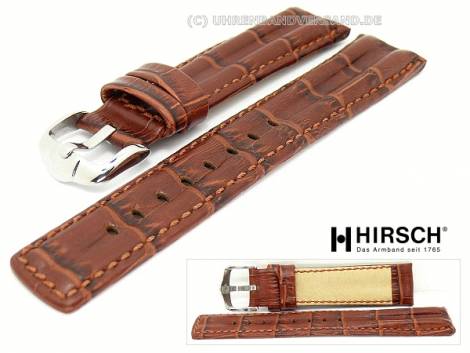 Watch band -Professional- 18mm brown alligator grain double bead stitched by HIRSCH - Bild vergr��ern 