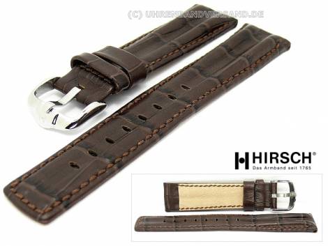 Watch band -Professional- 22mm dark brown alligator grain double bead stitched by HIRSCH - Bild vergr��ern 