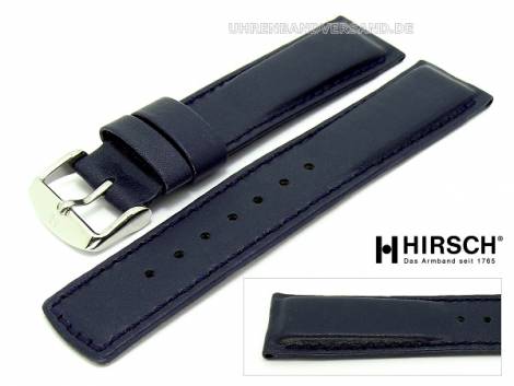 Watch band -Runner- 18mm dark blue fine grained surface stitched by HIRSCH (width of buckle 16 mm) - Bild vergr��ern 