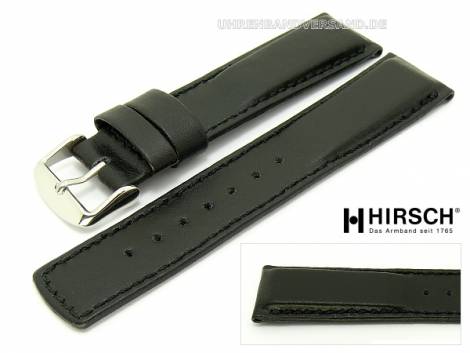 Watch band -Runner- 20mm black fine grained surface stitched by HIRSCH (width of buckle 18 mm) - Bild vergr��ern 