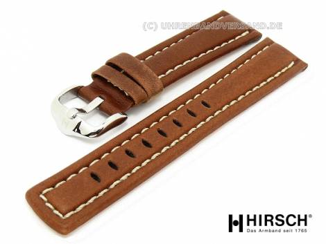 Watch band -Trapper- 22mm brown slightly grained surface light colored stitching by HIRSCH - Bild vergr��ern 
