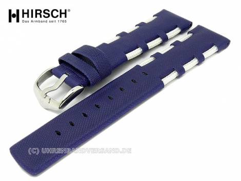 Watch band -Railing- 20mm royal blue textile in a typical sailing design by HIRSCH (width of buckle 18 mm) - Bild vergr��ern 