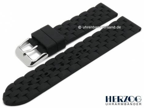 Watch strap 20mm black silicone metal strap structure matt by HERZOG (width of buckle 20 mm) - Bild vergrern 