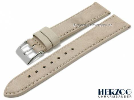 Watch strap -Mailand- 20mm beige leather stitched by HERZOG (width of buckle 18 mm) - Bild vergr��ern 