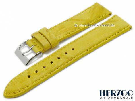Watch strap -Mailand- 20mm yellow leather stitched by HERZOG (width of buckle 18 mm) - Bild vergr��ern 