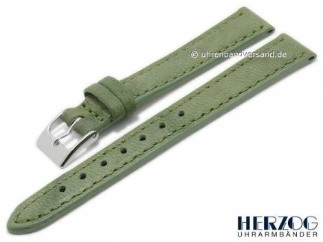 Watch strap -Mailand- 14mm light green leather stitched by HERZOG (width of buckle 12 mm) - Bild vergrern 