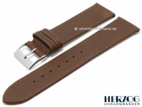 Watch strap -Design Vintage- 22mm dark brown leather grained matt by HERZOG (width of buckle 20 mm) - Bild vergr��ern 