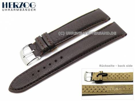 Watch strap -Berlin- 18mm dark brown grained stitched by HERZOG (width of buckle 16 mm) - Bild vergr��ern 