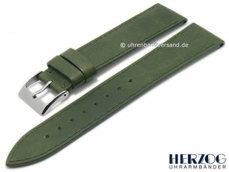 Watch strap -Florenz- 18mm moss green leather vintage look by HERZOG (width of buckle 16 mm) - Bild vergr��ern 