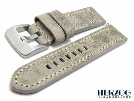 Watch strap -Pan- 22mm grey leather smooth light stitching by HERZOG (width of buckle 22 mm) - Bild vergr��ern 