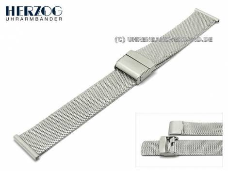 Mesh watch strap 18mm stainless steel silver fine structure by HERZOG - Bild vergr��ern 