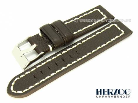 Watch band -Aviator- 22mm brown aviator look grained Herzog (width of buckle 22 mm) - Bild vergr��ern 