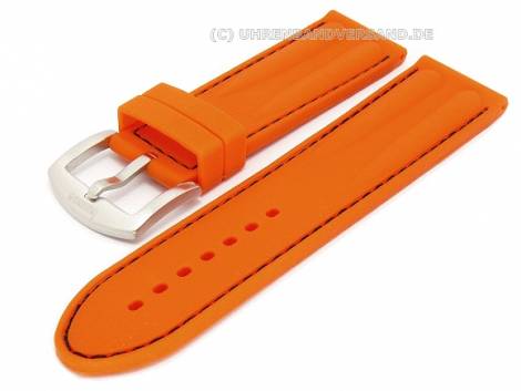 Watch band 24mm orange caoutchouc double bulge dark colored stitching - Bild vergr��ern 