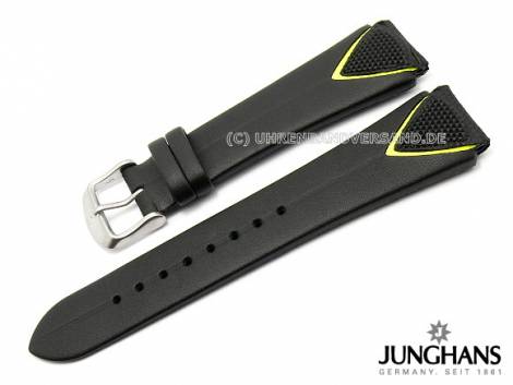 Watch strap original JUNGHANS 20mm black leather smooth surface for 051/2204, 051/2201 etc. - Bild vergr��ern 