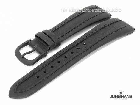 Replacement watch strap JUNGHANS 20mm black leather stitched for 050/2900, 050/2991, 050/2992 etc. - Bild vergr��ern 