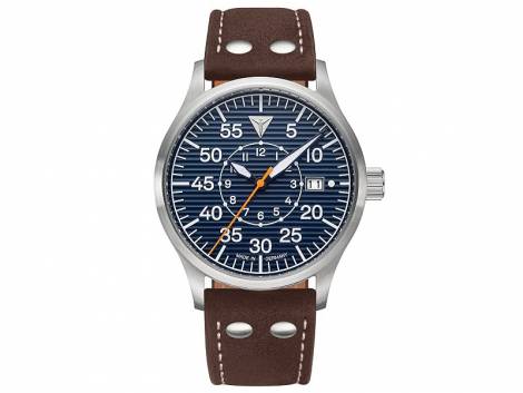 Automatic watch Junkers -9.52.01.01- Baumuster corrugated iron look blue stainless steel leather strap JUNKERS (*JK*HU*) - Bild vergrern 