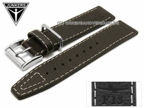Watch strap original JUNKERS 20mm dark brown leather grained for SPITZBERGEN F13 6110, 6164, 6170, 6186 etc. - Bild vergr��ern 