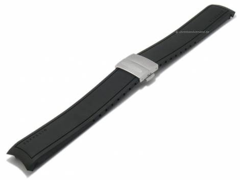 Replacement watch strap 22mm black synthetics with curved ends & butterfly clasp for ZEPPELIN a.o. - Bild vergr��ern 
