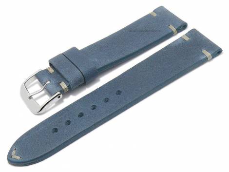 Replacement watch strap JUNKERS 20mm blue leather vintage look light stitching for J1 etc. - Bild vergr��ern 