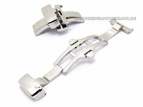 Butterfly clasp (JoBFS-142) premium 16mm stainless steel polished with push button release - Bild vergr��ern 