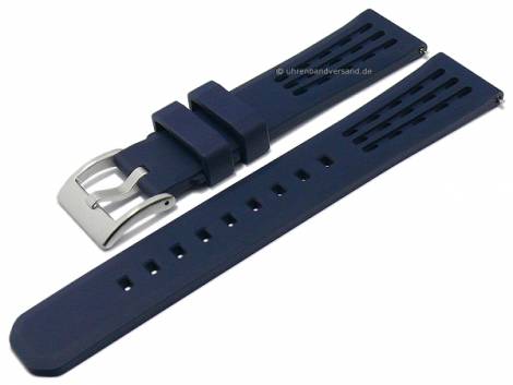 Basic watch strap -Henry- 22mm dark blue FKM rubber fashion sporty with easy click spring bars (width of buckle 20 mm) - Bild vergr��ern 