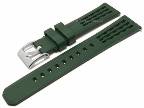 Basic watch strap -Henry- 22mm dark green FKM rubber fashion sporty with easy click spring bars (width of buckle 20 mm) - Bild vergr��ern 