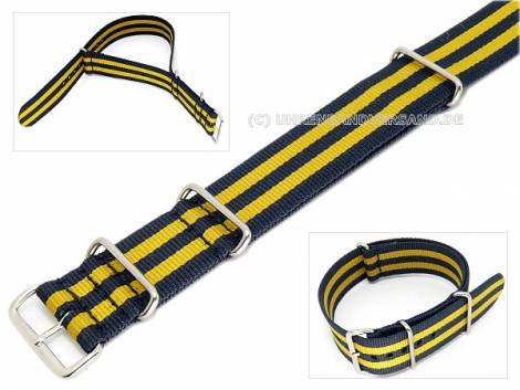 Watch band 24mm dark blue-yellow One-Piece Band - Bild vergr��ern 