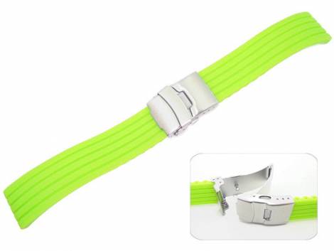 Watch band 24mm neon green silicone structured surface deployant clasp (width of buckle 22 mm) - Bild vergrern 