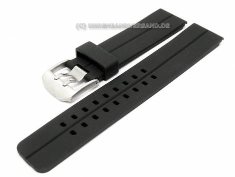 Watch band 22mm black silicone smooth surface waterproof double-buckle - Bild vergr��ern 