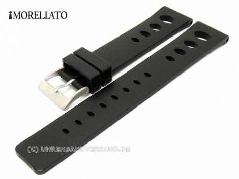Watch strap -Hole- 20mm black silicone waterproof by MORELLATO (width of buckle 18 mm) - Bild vergr��ern 