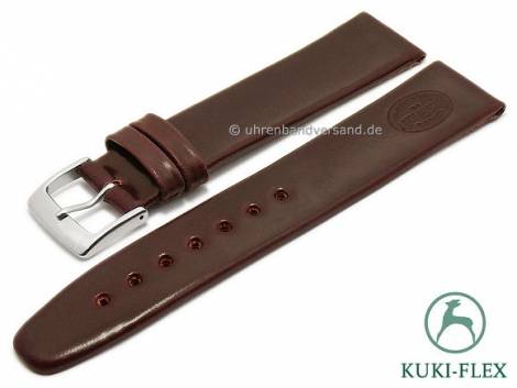 Deluxe-Watch strap 19mm red brown HORWEEN SHELL CORDOVAN leather KUKI-FLEX smooth by KUKI (width of buckle 16 mm) - Bild vergr��ern 