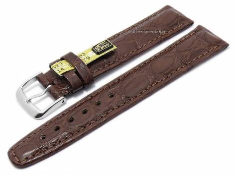 Well-crafted watch strap 18mm dark brown genuine croco KUKI-FLEX stitched by KUKI (width of buckle 18 mm) - EU ONLY - Bild vergr��ern 