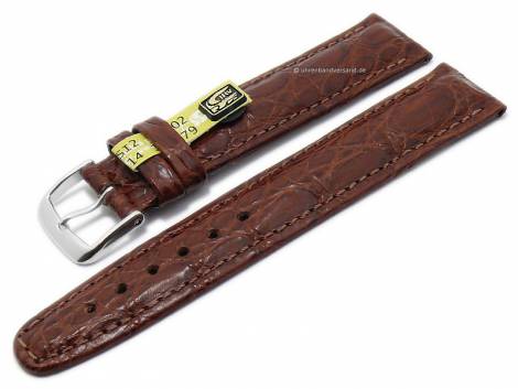 Well-crafted watch strap 21mm golden brown genuine croco KUKI-FLEX stitched by KUKI (width of buckle 18 mm) - EU ONLY - Bild vergr��ern 