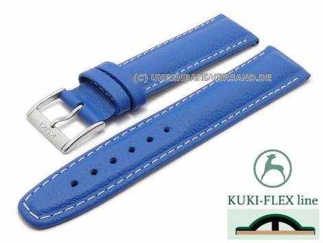 Watch strap 22mm blue kangaroo leather KUKI-FLEX Patent by KUKI (width of buckle 20 mm) - Bild vergr��ern 