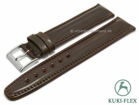 Deluxe-Watch strap 19mm dark brown HORWEEN SHELL CORDOVAN leather KUKI-FLEX stitched by KUKI (width of buckle 18 mm) - Bild vergr��ern 