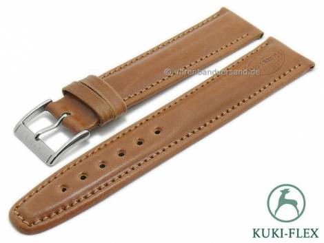 Deluxe-Watch strap 21mm light brown HORWEEN SHELL CORDOVAN leather KUKI-FLEX stitched by KUKI (width of buckle 18 mm) - Bild vergrern 