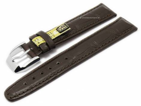 Well-crafted watch strap 18mm dark brown genuine alligator KUKI-FLEX stitched by KUKI (width of buckle 18 mm) - EU ONLY - Bild vergrern 