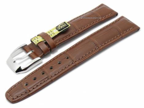Well-crafted watch strap 18mm light brown genuine alligator KUKI-FLEX stitched by KUKI (width of buckle 18 mm) - EU ONLY - Bild vergrern 